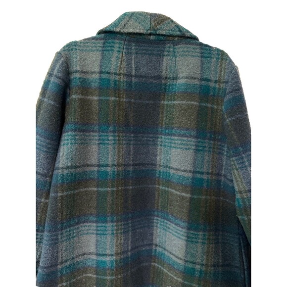 Rachel Zoe Open Front Wool Blend Green Plaid Jacket SZ L - Picture 11 of 11